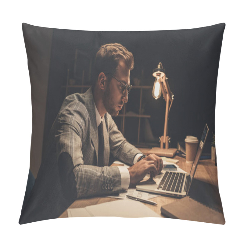 Personality  Businessman Working With Laptop Pillow Covers