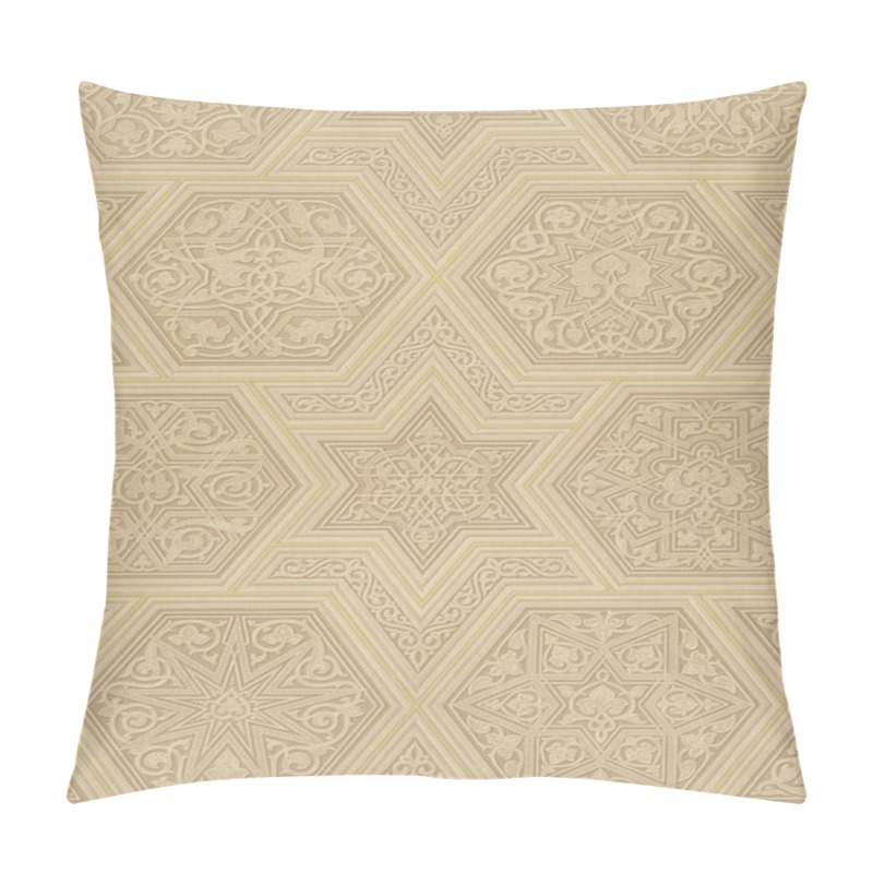 Personality  Intricate Geometric Patterns In Light Beige, Showcasing Middle Eastern Design Elements. Pillow Covers