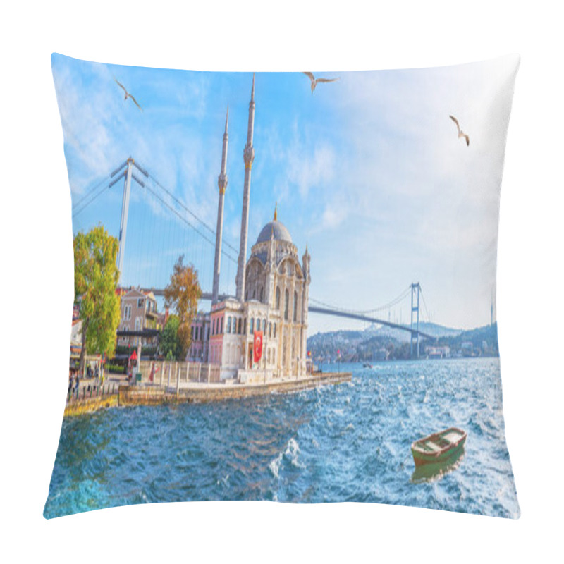 Personality  The Ortakoy Mosque Panorama, Beautiful Sea View, Istanbul Pillow Covers