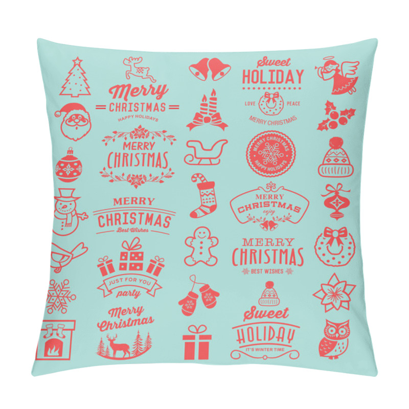 Personality  Christmas Design Elements, Logos, Badges, Labels, Icons, Decoration And Objects. Pillow Covers