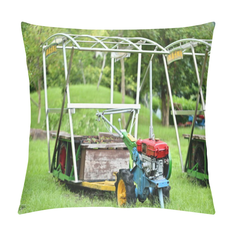 Personality  In Taiwans Yilan Countryside, A Modified Tiller Vehicle Takes Visitors Through Scenic Fields. This Rural Ride Offers A Glimpse Into Traditional Farming Life And Peaceful Slow Living. Pillow Covers