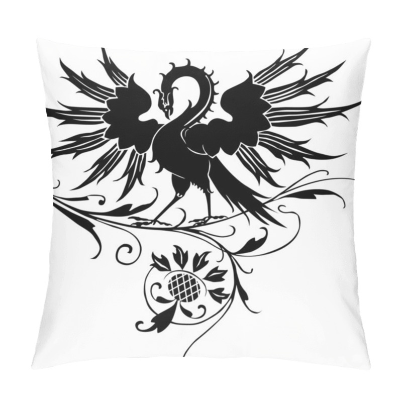 Personality  Firebird, Phoenix Bird With Flower-ornaments In Background Pillow Covers