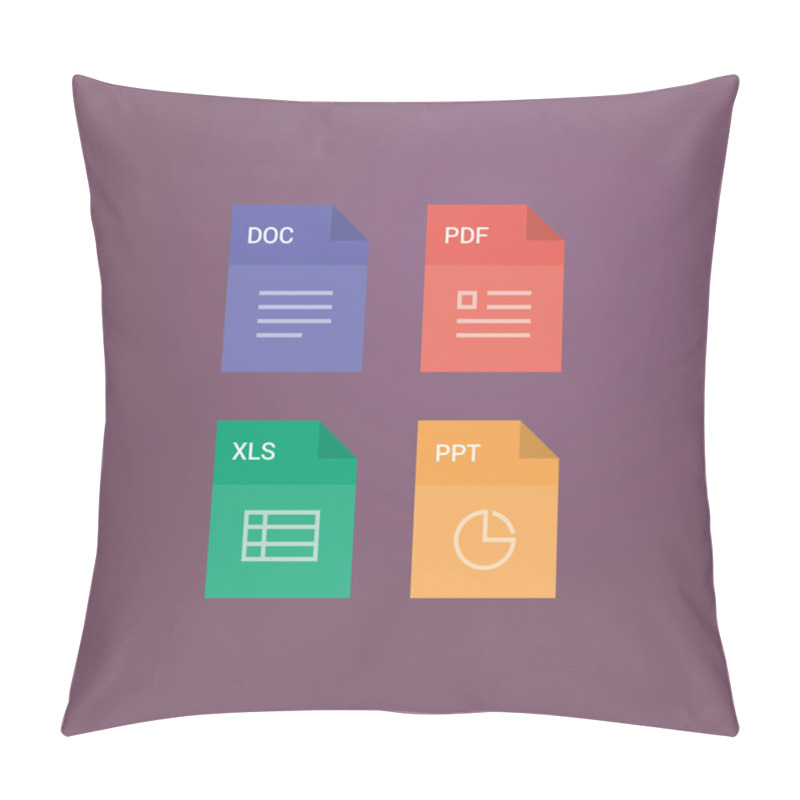 Personality  File Format Flat Icon Set Pillow Covers