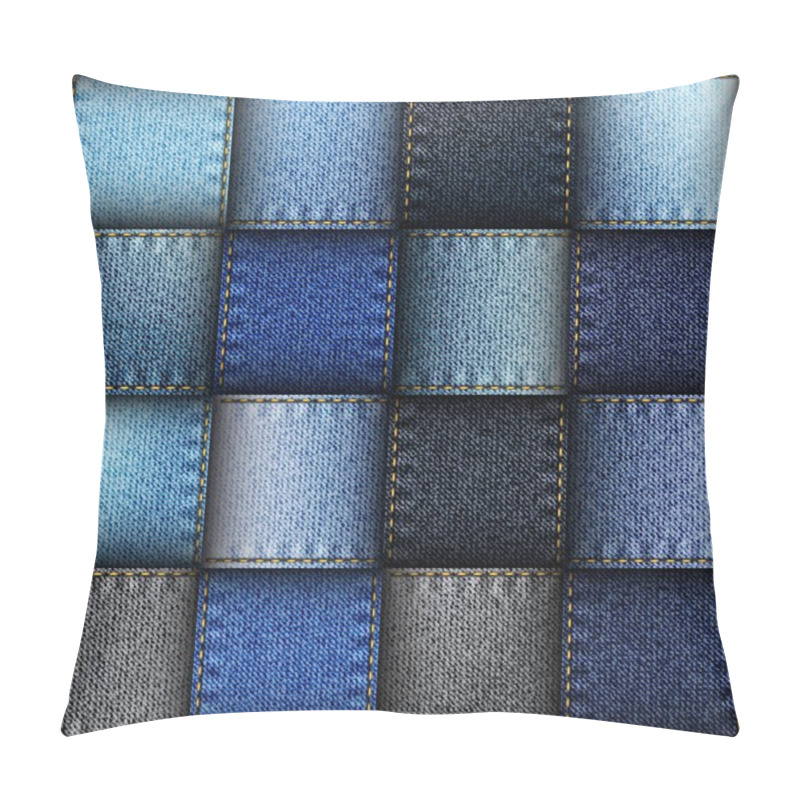 Personality  Jeans Patchwork Background. Pillow Covers