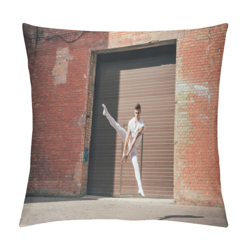 Personality  Young Ballet Dancer Dancing In Jump On Urban Street   Pillow Covers