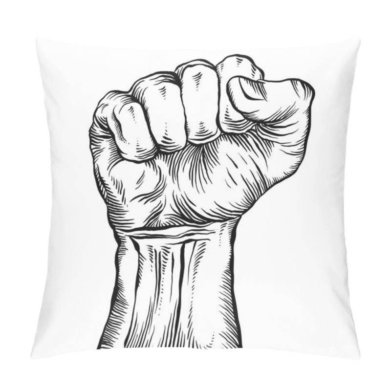 Personality  A Clenched Fist Held High In Protest. Pillow Covers