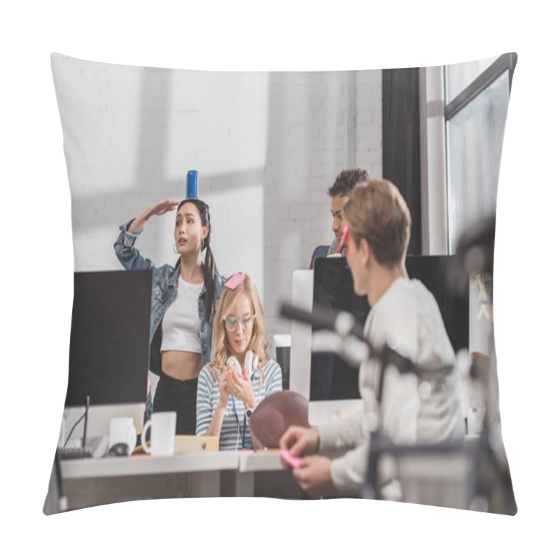 Personality  People Having Fun At Modren Office Pillow Covers