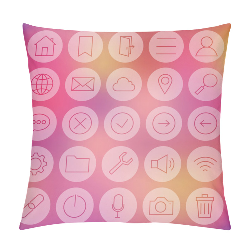 Personality  Line Circle Universal  Web And Mobile User Interface Icons Set Pillow Covers