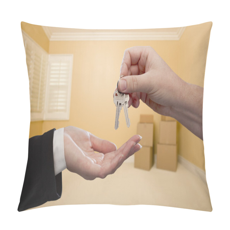 Personality  Handing Over The House Keys Inside Empty Room Pillow Covers