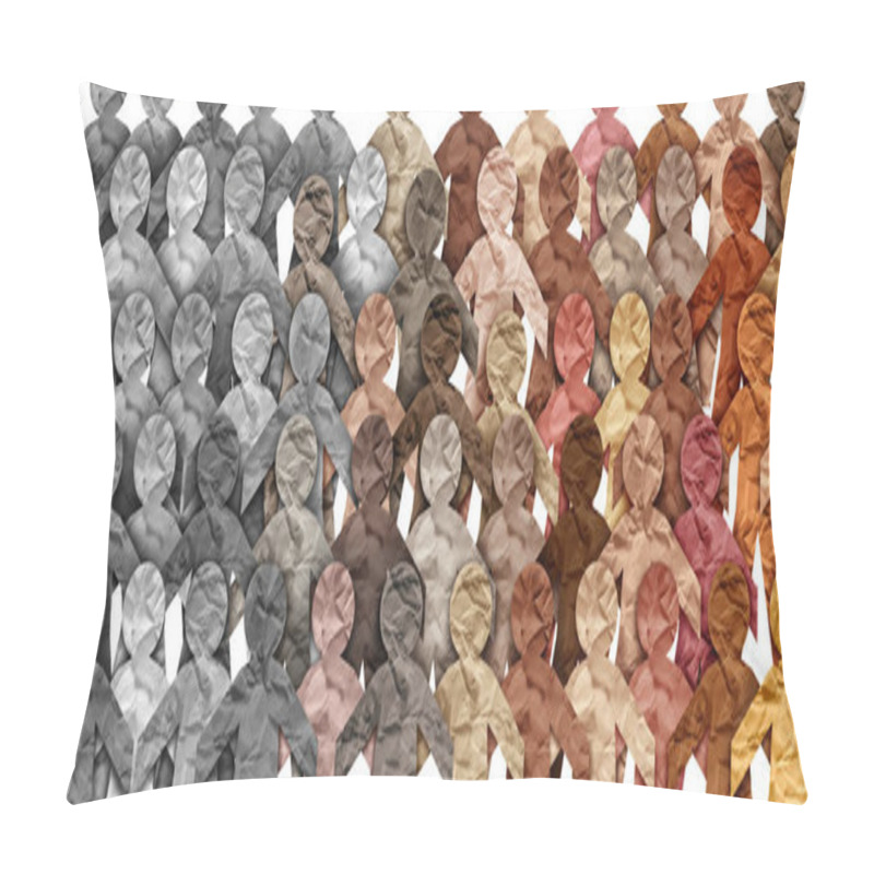 Personality  Diversification Of Society And Demographic Change Or Changing Demography As A Large Group Of Grey People Changing Into A Diverse Group Representing Diversity In A Population. Pillow Covers