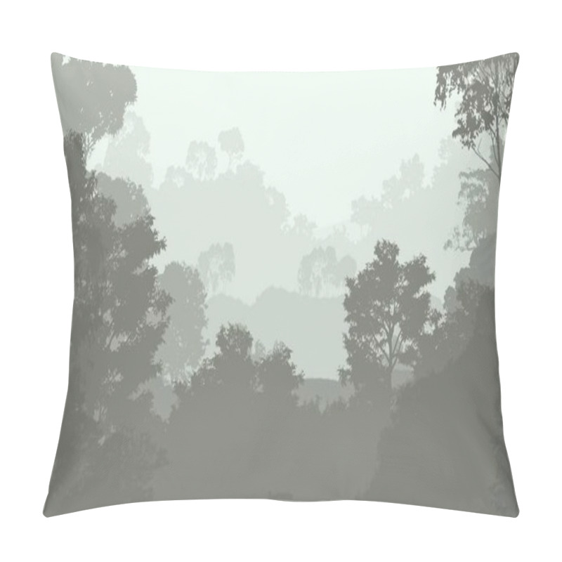 Personality  Abstract Mountains Background With Trees Covered In Haze Pillow Covers