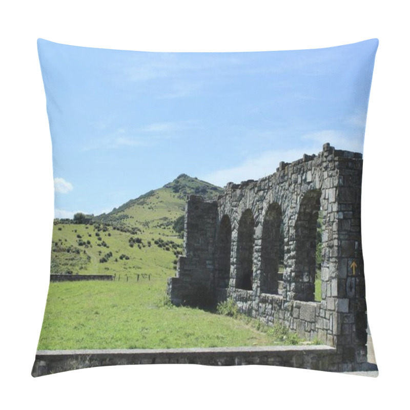 Personality  Jaizkibel Viewpoint - Ancient Stone Ruins In Picturesque Green Hillside Landscape. High Quality Photo Pillow Covers