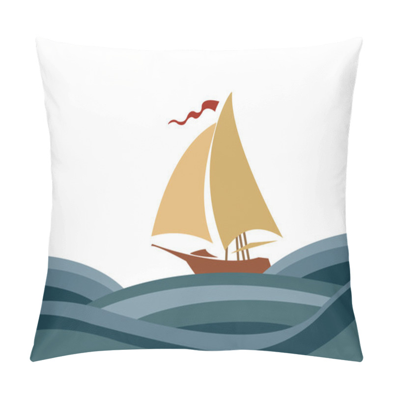 Personality  Sailing Boat In Sea  Pillow Covers