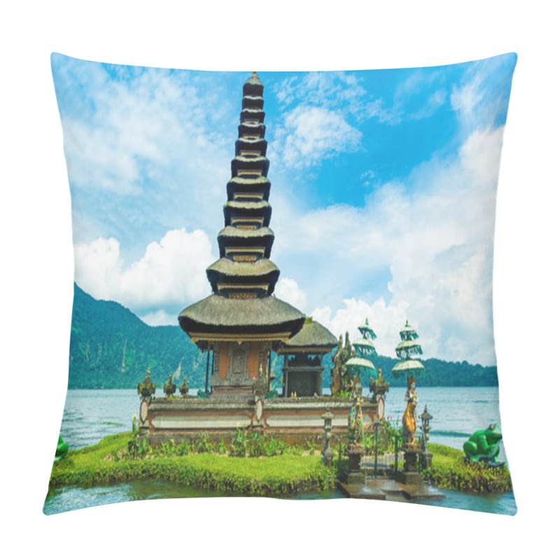 Personality  Hindu Temple On Lake In Bali, Indonesia With Mountains In The Ba Pillow Covers