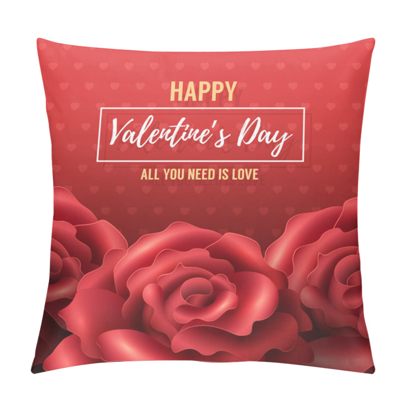 Personality  Valentines Day Background With Red Roses Pillow Covers