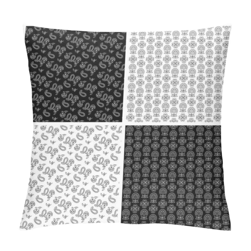 Personality  Indian Paisley And Floral Seamless Vector Patterns Pillow Covers