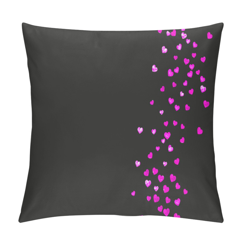 Personality  Valentines Day Card With Pink Glitter Hearts. February 14th. Vector Confetti For Valentines Day Card Template. Grunge Hand Drawn Texture. Love Theme For Party Invite, Retail Offer And Ad. Pillow Covers