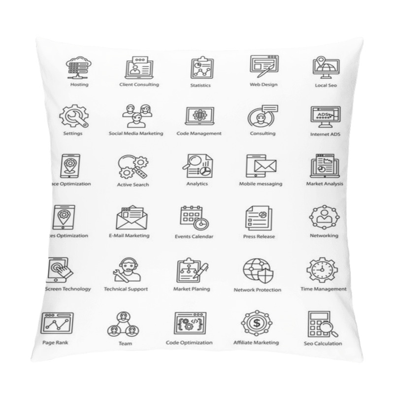 Personality  Collection Of Web And Seo Line Vector Icons Pillow Covers