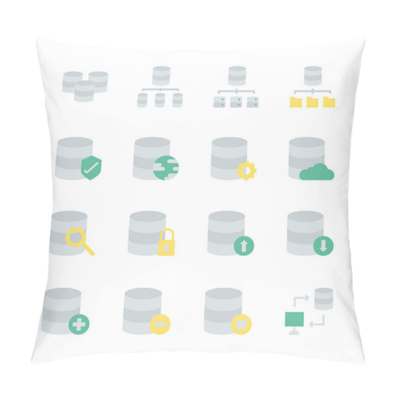 Personality  Database System Icon Set  In  Flat  Design..Vector Illustration Pillow Covers