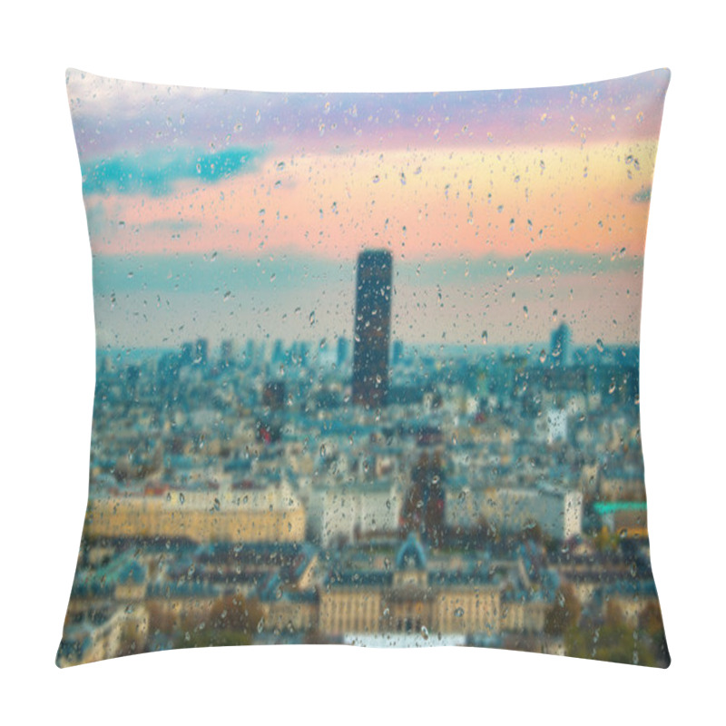 Personality  Abstract Blurry Background With Water Drops: View Through The Window Paris By Night France Pillow Covers