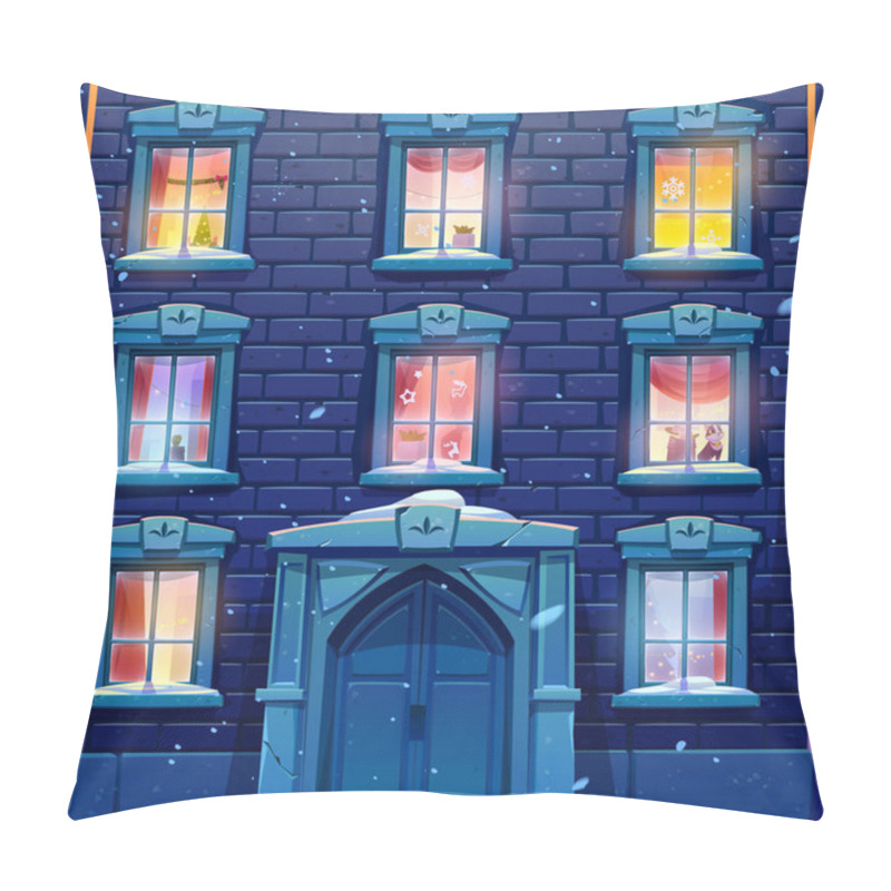 Personality  Night Windows With Christmas And New Year Decor Pillow Covers