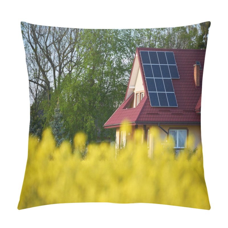 Personality  Photovoltaic Panels Placed On The Roof Of The House Pillow Covers