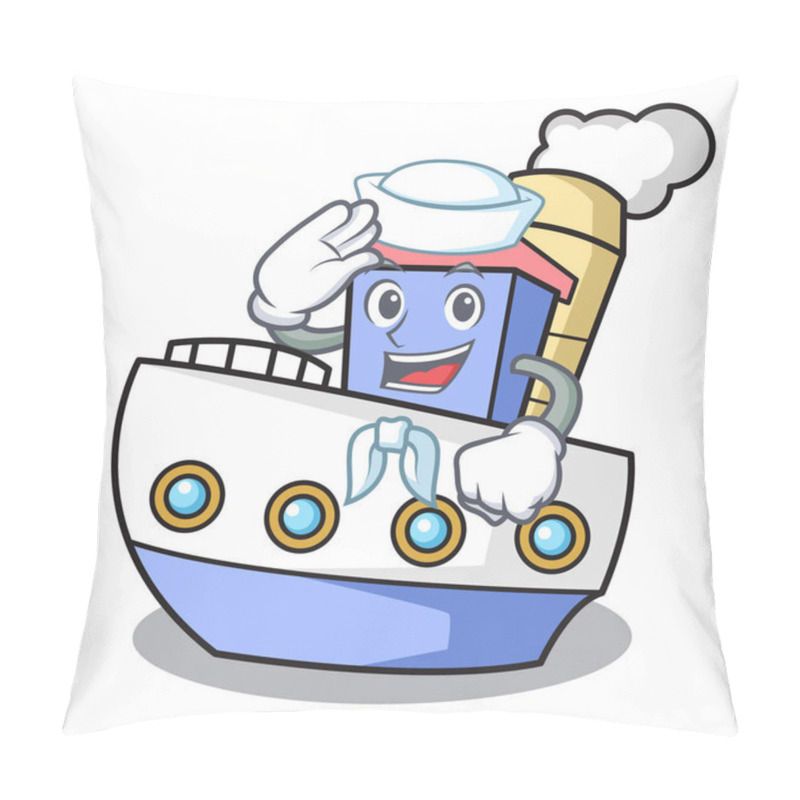 Personality  Sailor Ship Character Cartoon Style Vector Illustration Pillow Covers