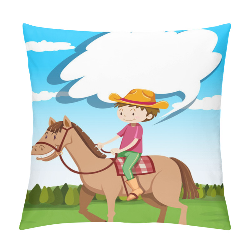 Personality  Man Riding Horse In The Field Pillow Covers