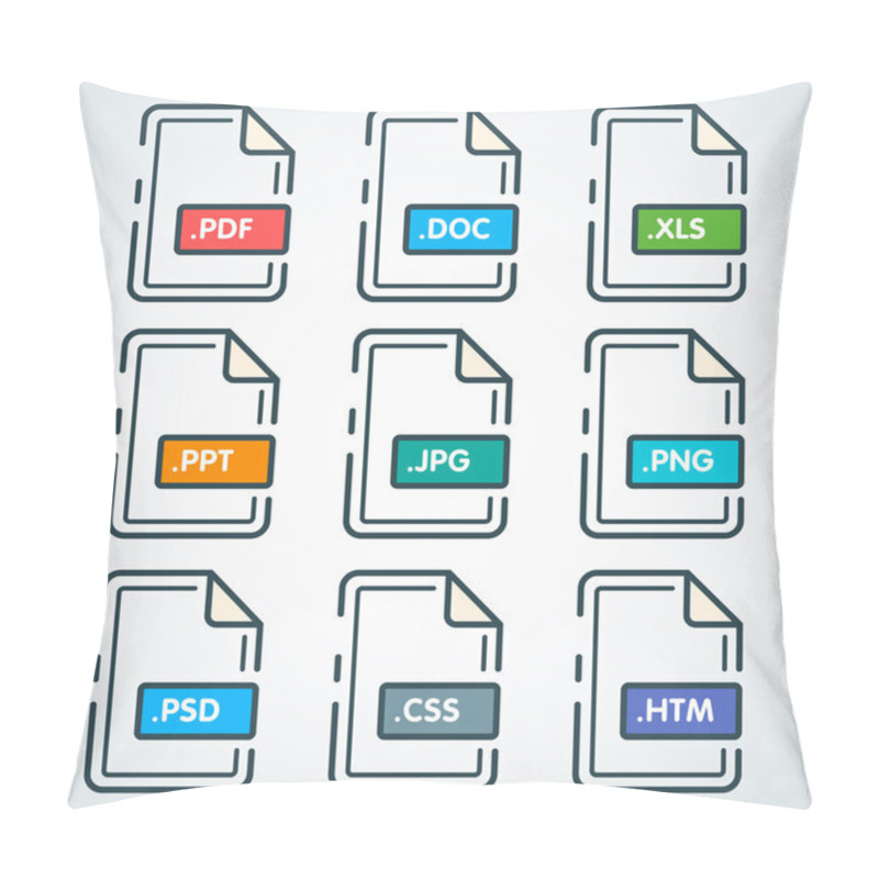 Personality  Set Of Awesome Styled Flat Document Icons On A White Backround.  Pillow Covers