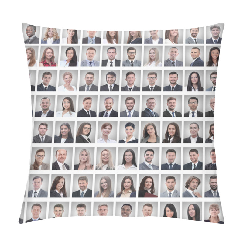 Personality  Portraits Of A Group Of Successful Employees Isolated On White Pillow Covers