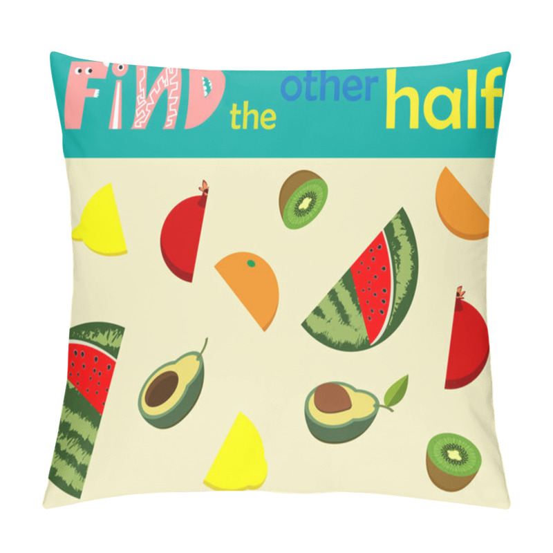 Personality  A Game For Kids To Develop Logic. Pick Up The Second Half. Vector Illustration. Pillow Covers