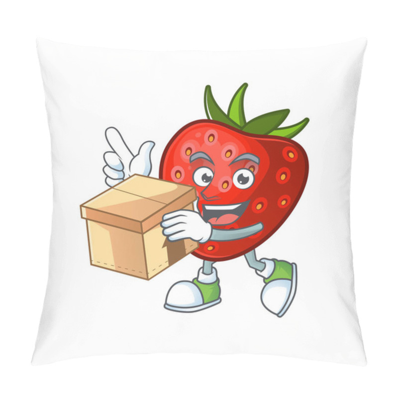 Personality  With Box Red Strawberry Character Mascot For Symbol Cartoon Pillow Covers