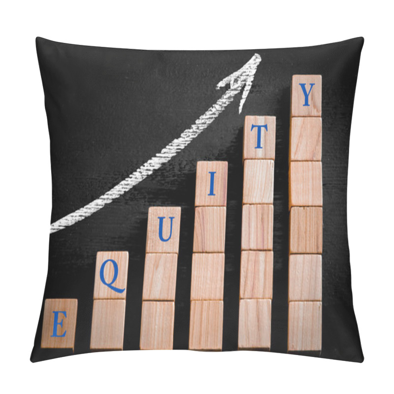 Personality  Word EQUITY On Ascending Arrow Above Bar Graph Pillow Covers