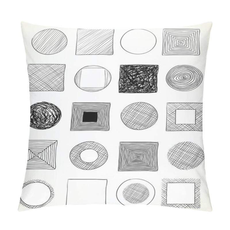 Personality  Doodled Circles And Squares Pillow Covers