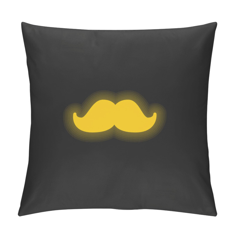 Personality  Big Moustache Yellow Glowing Neon Icon Pillow Covers