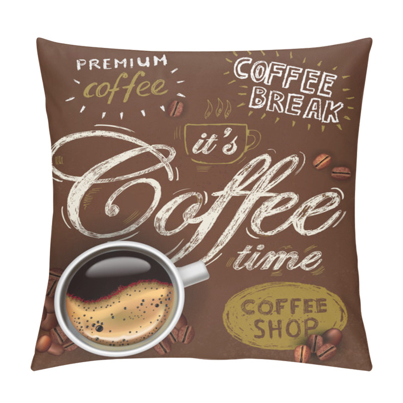 Personality  Vector Poster Cup Of Coffee Pillow Covers