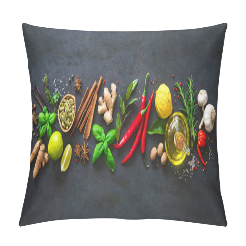 Personality  Fresh Aromatic Herbs And Spices For Cooking  Pillow Covers