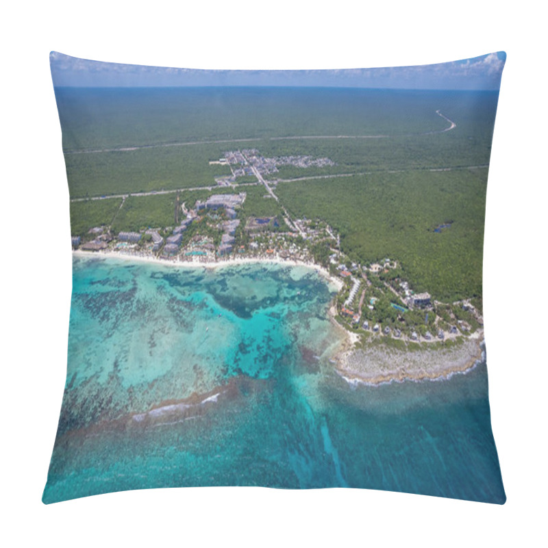 Personality  Drone View Of Akumal Bay, Riviera Maya, Mexico Pillow Covers