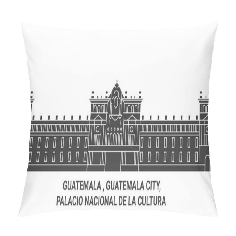 Personality  Guatemala , Guatemala City, Palacio Nacional De La Cultura Travel Landmark Line Vector Illustration Pillow Covers