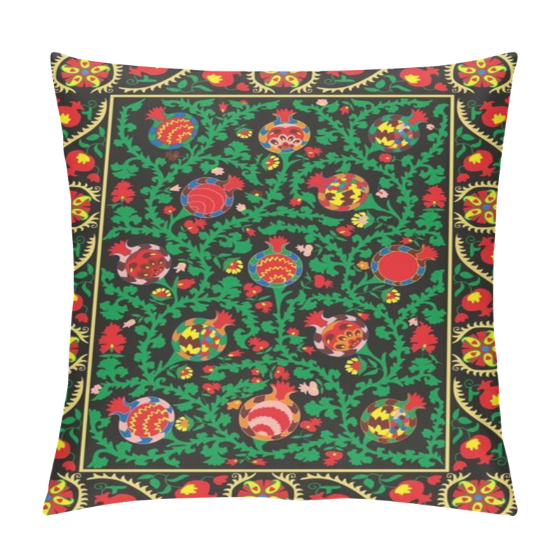 Personality  Suzani Textile. Uzbek Manual Oriental Embroidery. National Ornament Of The Countries Of Central Asia. Vectors Background. EPS Format. Pillow Covers