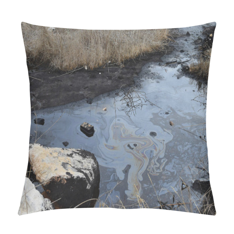 Personality  Natural Tar Water Asphalt Pit In Swamp Wetland. Pillow Covers