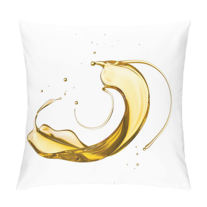 Personality  Olive Or Engine Oil Splash, Cosmetic Serum Liquid Isolated On White Background, 3d Illustration With Clipping Path. Pillow Covers