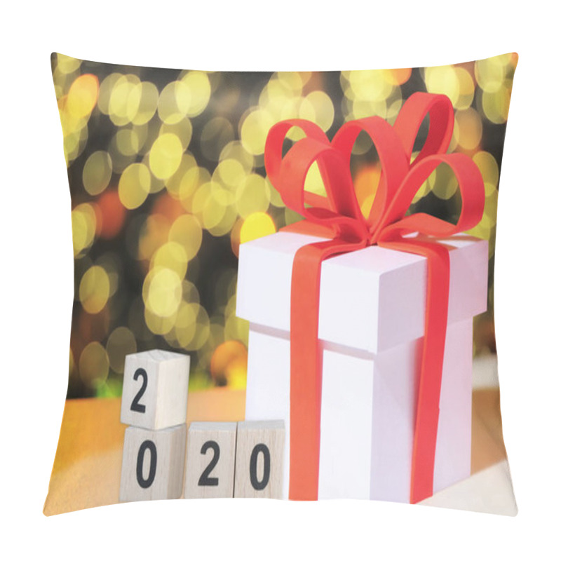 Personality  Cube Number 2020 And White Gift Box With Red Ribbon, Celebration Concept Pillow Covers