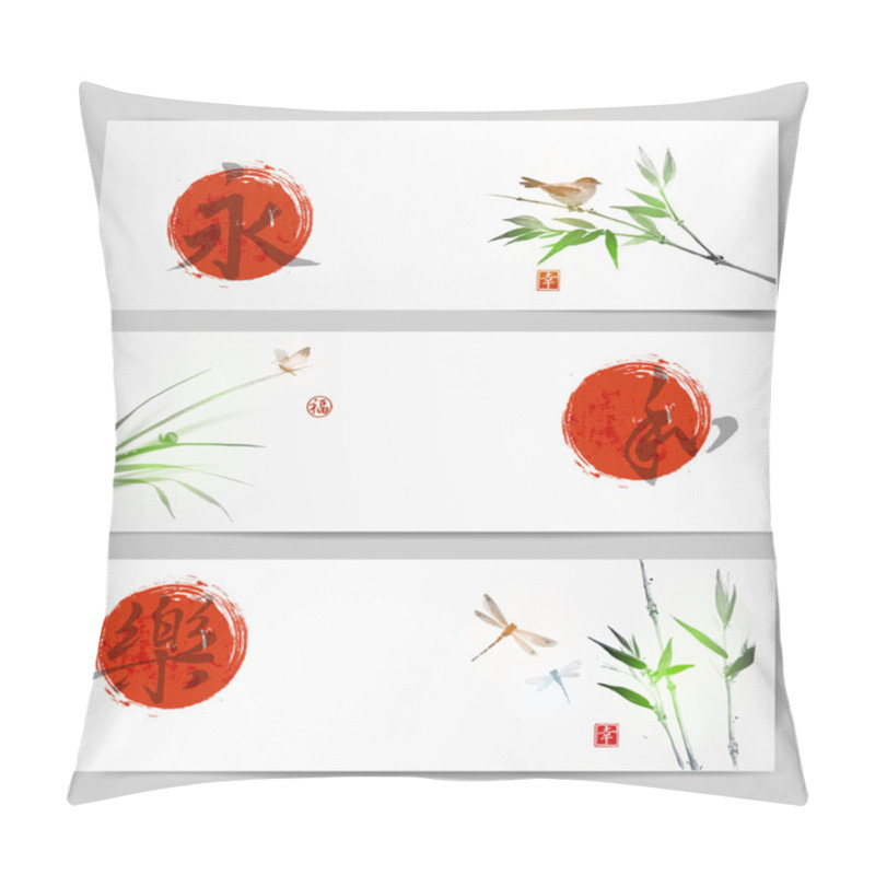 Personality  Banners With Birds, Grass, Butterfliy And Dragonflies Pillow Covers