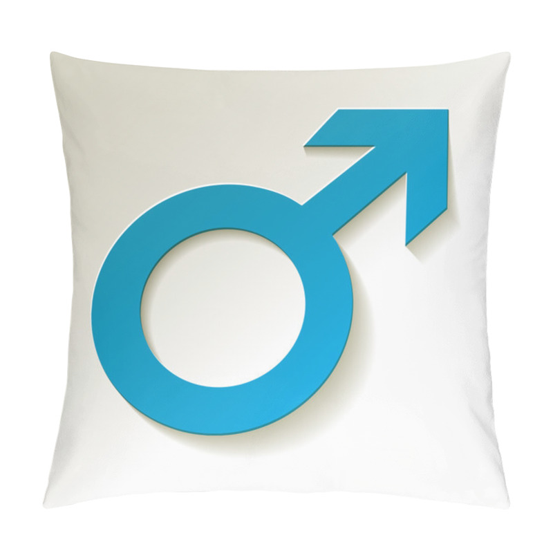 Personality  Male Icon - Mars Vector Symbol With Shadow Blue On A White Background Pillow Covers