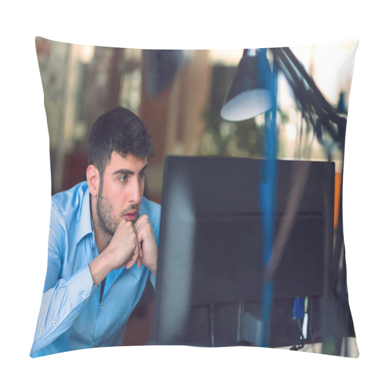 Personality  Freelance Programmer Working In Startup Office Pillow Covers