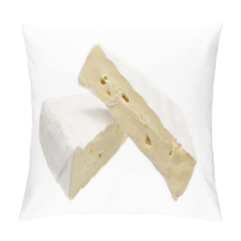 Personality  Brie Or Camambert Cheese Isolated On White Background. Soft Cheese Covered With Edible White Mold. Pillow Covers