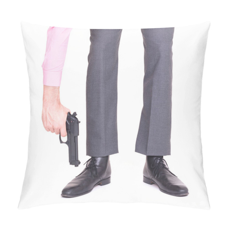 Personality  Businessman Shooting Himself In The Foot With A Handgun Pillow Covers