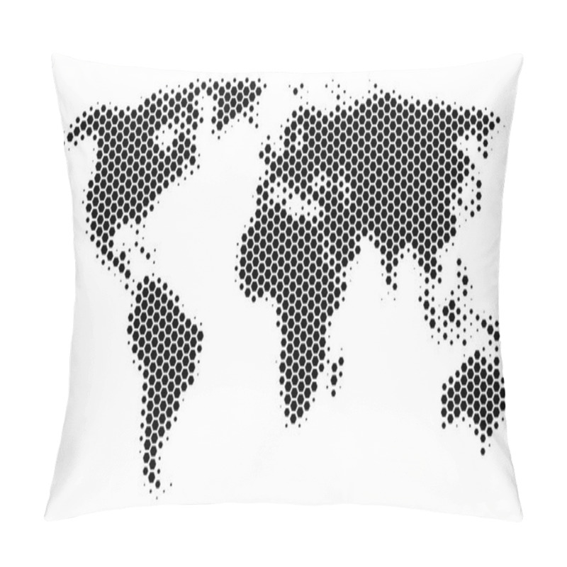 Personality  Hexagon Halftone World Map Pillow Covers