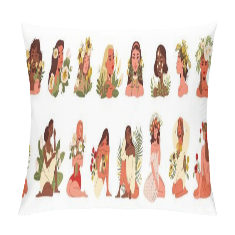 Personality  Beautiful Woman Flowers Set Pillow Covers